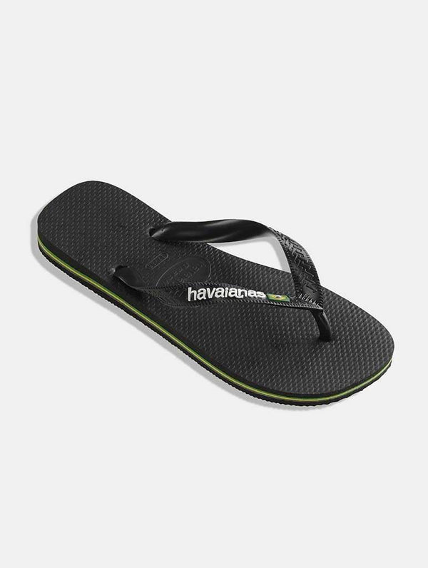 Skinnydip London | Unisex Brasil Logo Black Flip Flops - Product Image 2