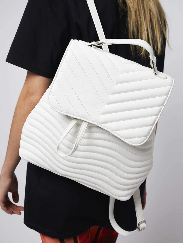 Skinnydip London | Lyla White Quilted Backpack - Model Image 3