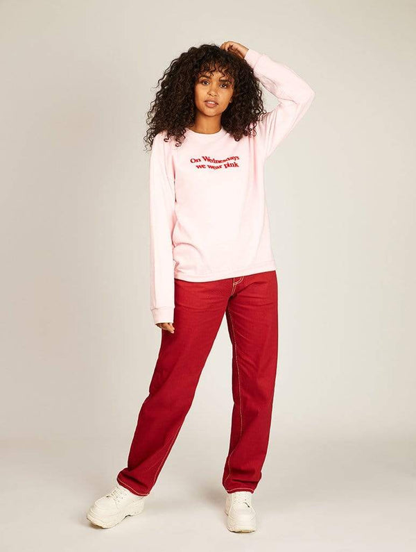 Skinnydip London | Mean Girls x Skinnydip On Wednesdays We Wear Pink Sweatshirt - Model Image 2