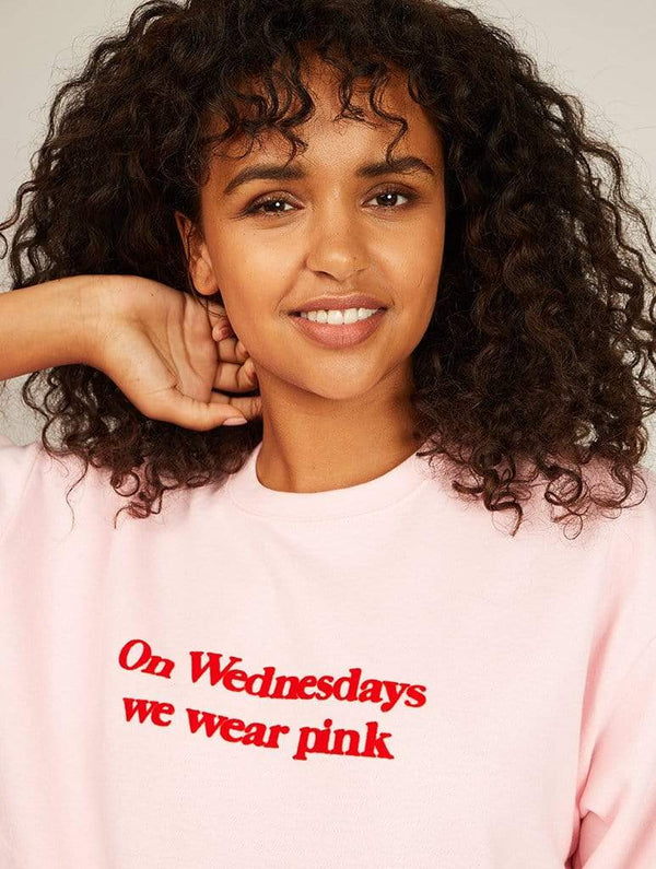 Skinnydip London | Mean Girls x Skinnydip On Wednesdays We Wear Pink Sweatshirt - Model Image 1