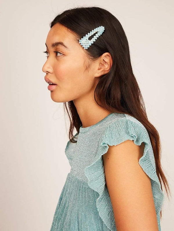 Skinnydip London | Blue Neon Hair Clip - Model Image
