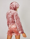 Skinnydip London | Pink Velour Shorts - Model Image 3