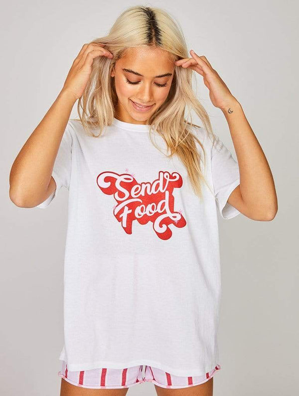 Skinnydip London | Send Food Recycled T-Shirt - Model Image 2