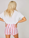 Skinnydip London | Candy Stripe Recycled Shorts - Model Image 3
