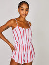 Skinnydip London | Candy Stripe Recycled Playsuit - Model Image 2