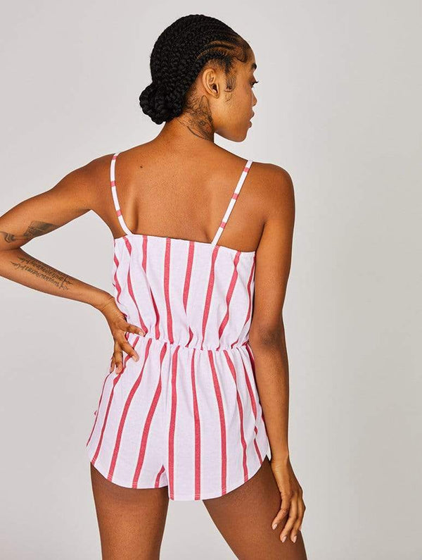 Skinnydip London | Candy Stripe Recycled Playsuit - Model Image 4