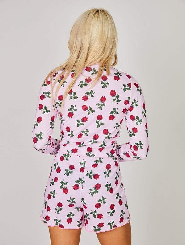 Skinnydip London | Angelic Pink Rose Pyjama Top - Model Image 4