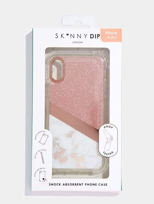 Skinnydip London | Rose Gold Glitter Marble Shock Case - Product View 5