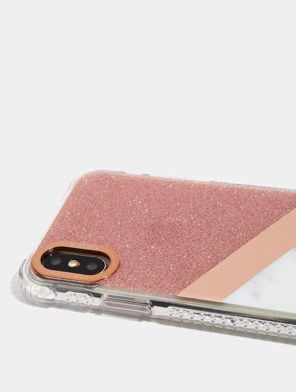 Skinnydip London | Rose Gold Glitter Marble Shock Case - Product View 3