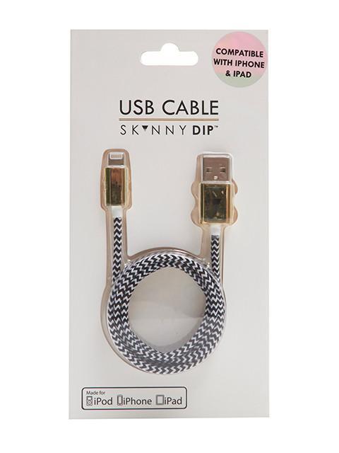 Skinnydip London | Black/White iPhone Cable - Product Image