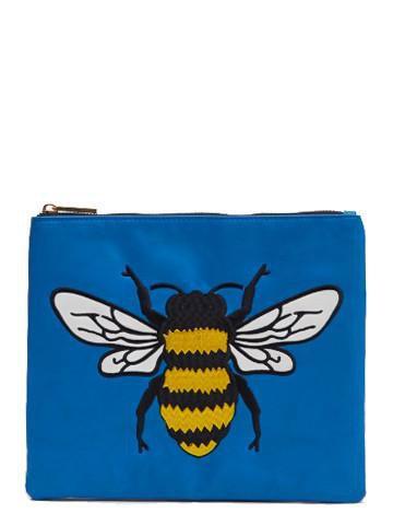 Skinnydip Embroidered Bee Pouch