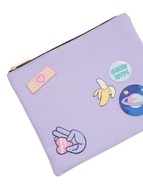 Lilac Sticker Clutch Bag