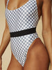 Skinnydip London | Swim Society Grey Check Barcelona Swimsuit - Model Image 1