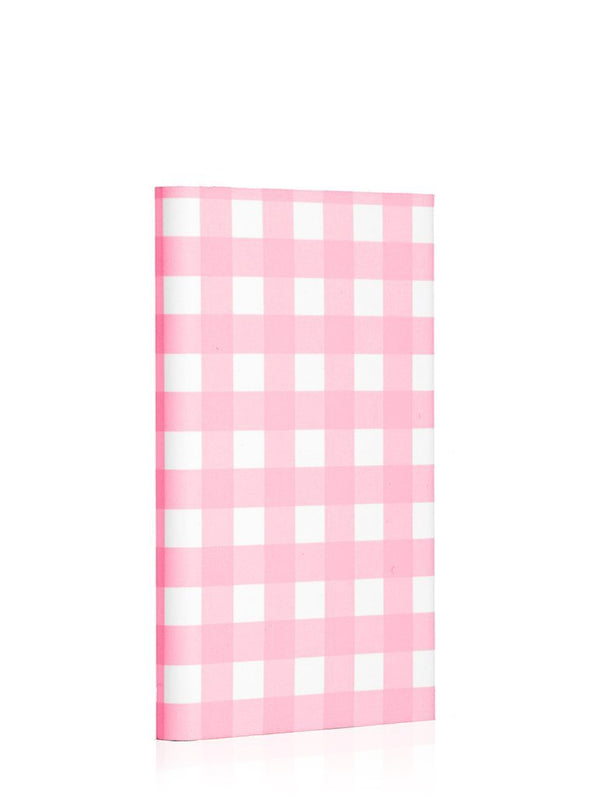 Skinnydip London | Gingham Portable Charger - Angled View 