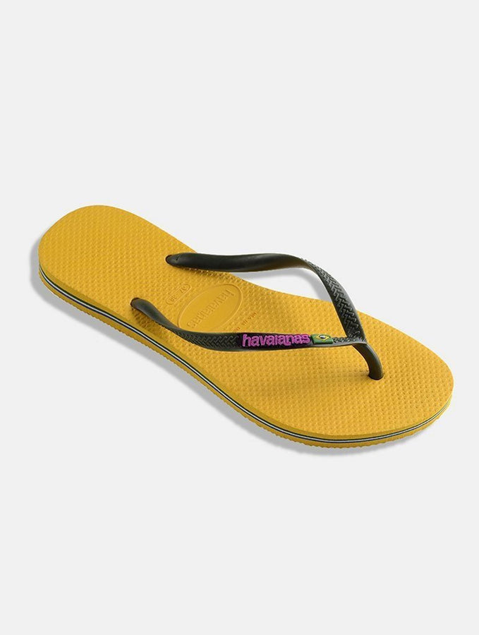 Skinnydip London | Havaianas Slim Brasil Logo Banana Yellow Flip Flops - Product Image 2