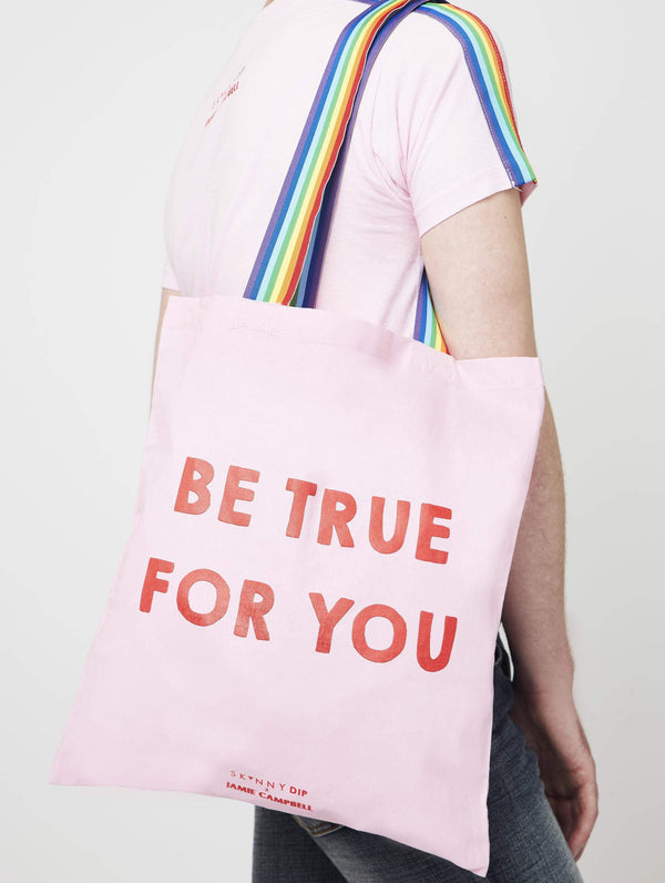 Skinnydip London | Jamie Campbell Be True Canvas Tote Bag Pride Lines Model 2