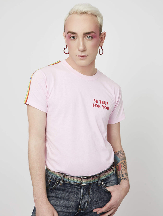 Skinnydip London | Jamie Campbell Be True T-Shirt Pride Lines Model 1