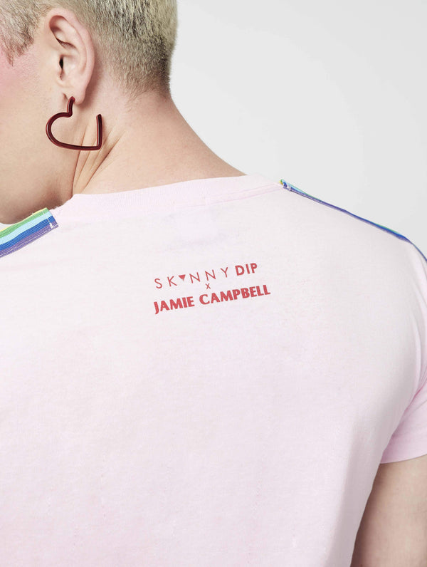 Skinnydip London | Jamie Campbell Be True T-Shirt Pride Lines Model 4