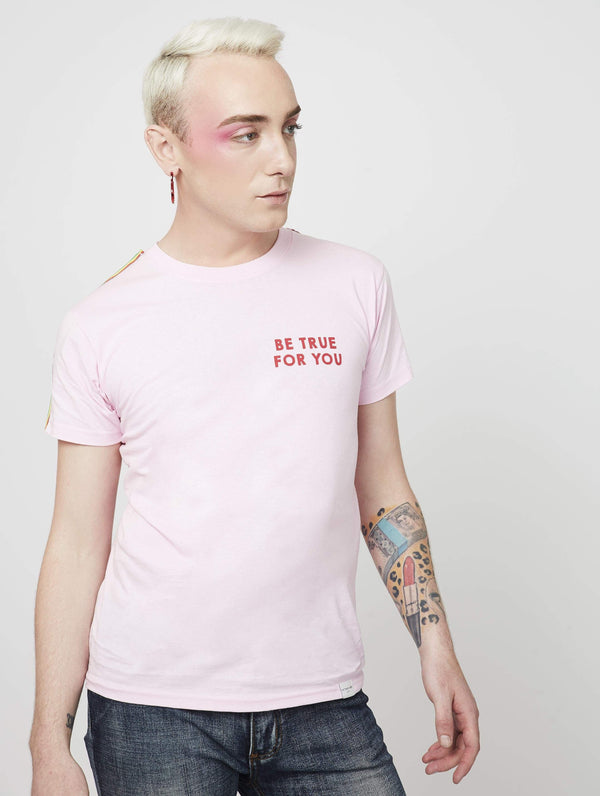 Skinnydip London | Jamie Campbell Be True T-Shirt Pride Lines Model 5