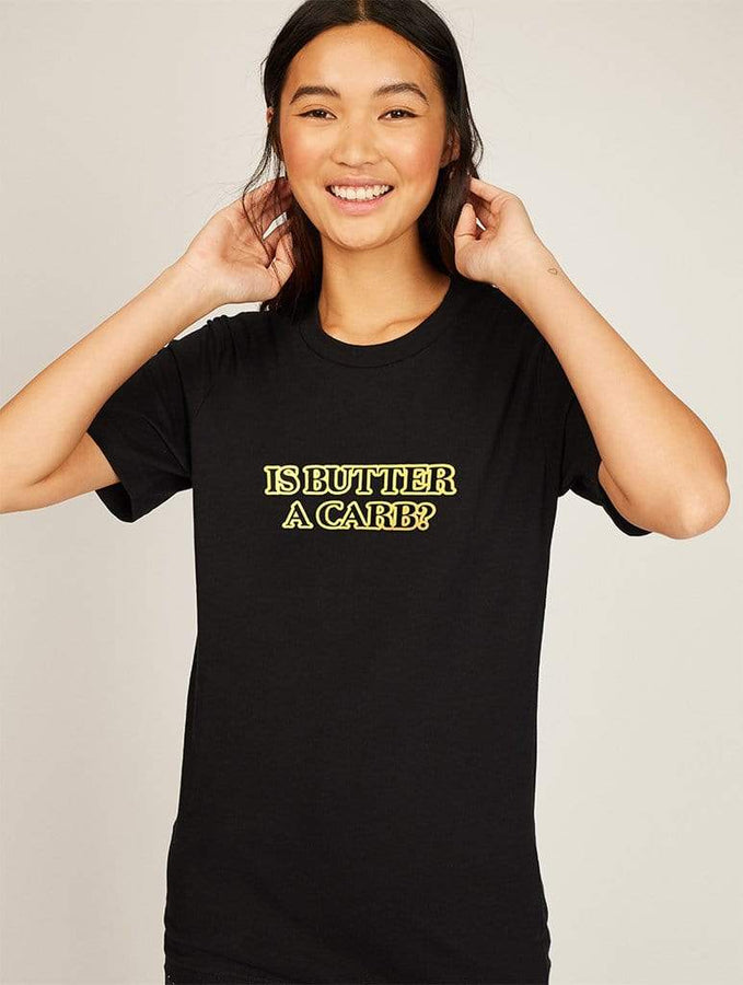 Skinnydip London | Mean Girls x Skinnydip Is Butter A Carb T-Shirt - Model Image 2