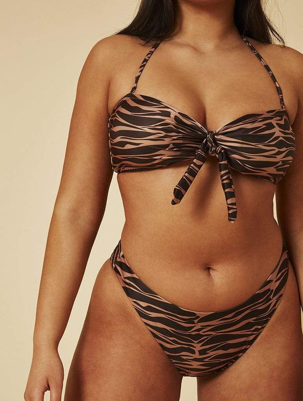 Skinnydip London | Swim Society Bermuda Zebra Print Bikini Top - Model Image 9