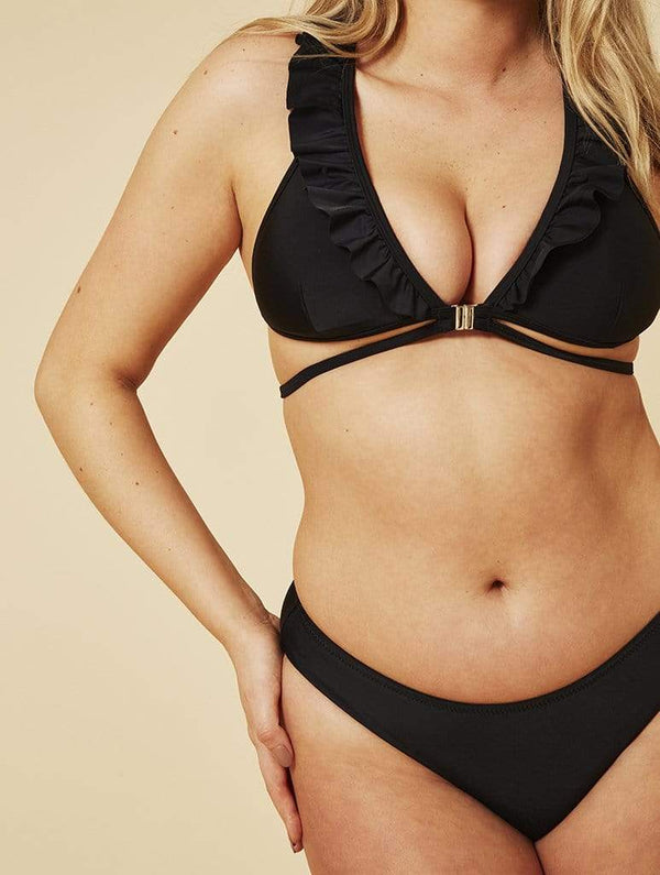Skinnydip London | Swim Society Black Cannes Tie Bikini Top - Model Image 4