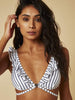 Skinnydip London | Cannes Navy Stripe Bikini Top - Model Image 1