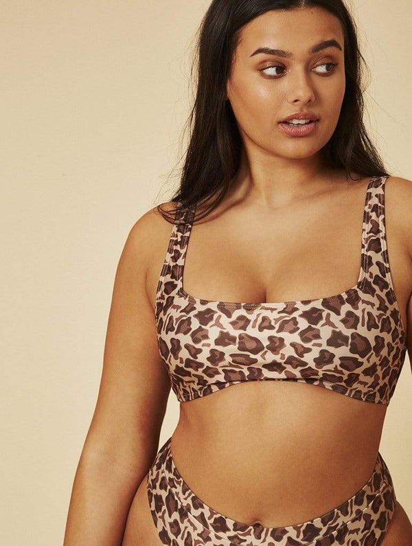 Skinnydip London | Swim Society Maldives Leopard Print Bikini Top - Model Image