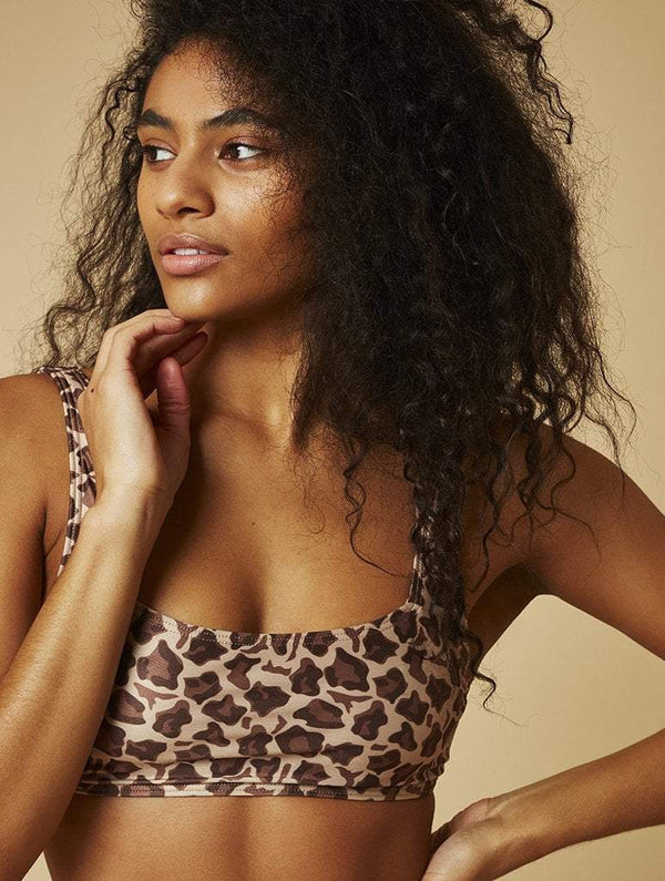 Skinnydip London | Swim Society Maldives Leopard Print Bikini Top - Model Image 1