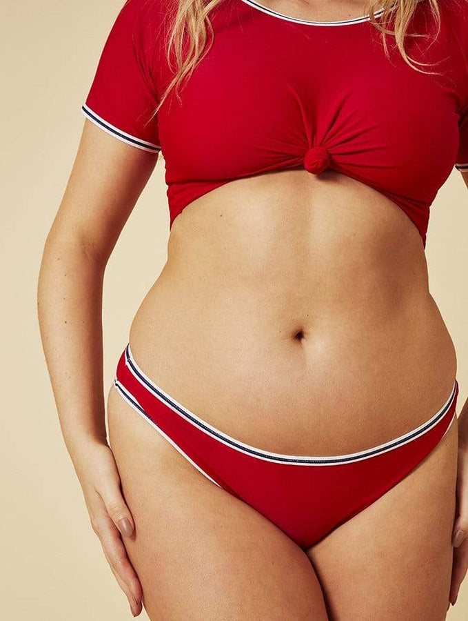 Skinnydip London | Swim Society Santorini Red Bikini Top - Model Image 5