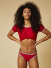 Skinnydip London | Swim Society Santorini Red Bikini Bottoms - Model Image 3