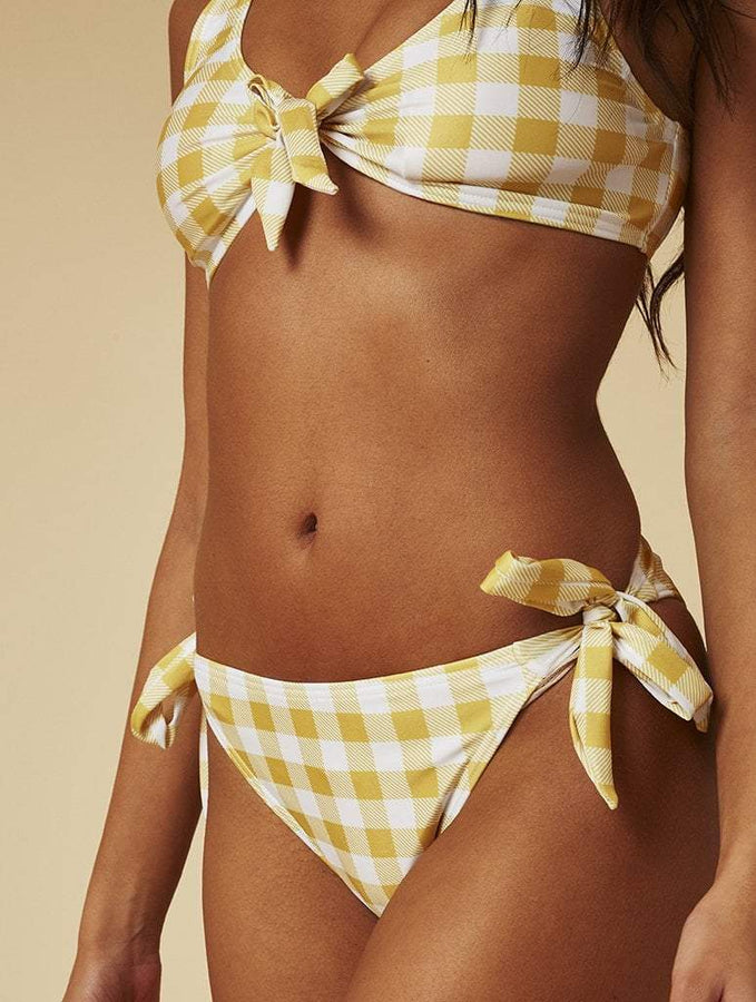 Skinnydip London | Swim Society Seoul Gingham Bikini Bottoms - Model Image 1