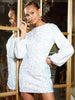 Skinnydip London | White Drape Sleeve Sequin Mini Dress - Model Image 1