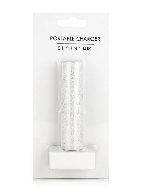 Skinnydip Silver Crepe Portable Charger