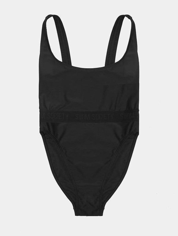 Skinnydip London | Swim Society Black Barcelona Swimsuit - Flat Lay Front View