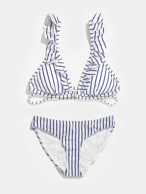 Skinnydip London | Swim Society Cannes Navy Stripe Bikini Bottoms - Product Image 2