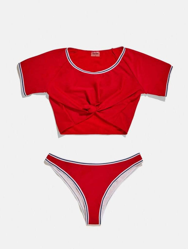Skinnydip London | Swim Society Santorini Red Bikini Top - Product Image 3