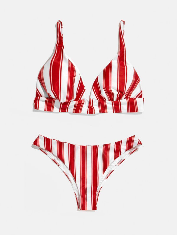 Skinnydip London | Swim Society Sydney Red Stripe Bikini Top - Product Image 2