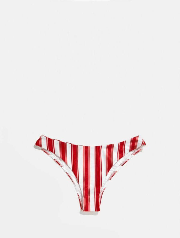 Skinnydip London | Swim Society Sydney Red Stripe Bikini Bottoms - Product View 1