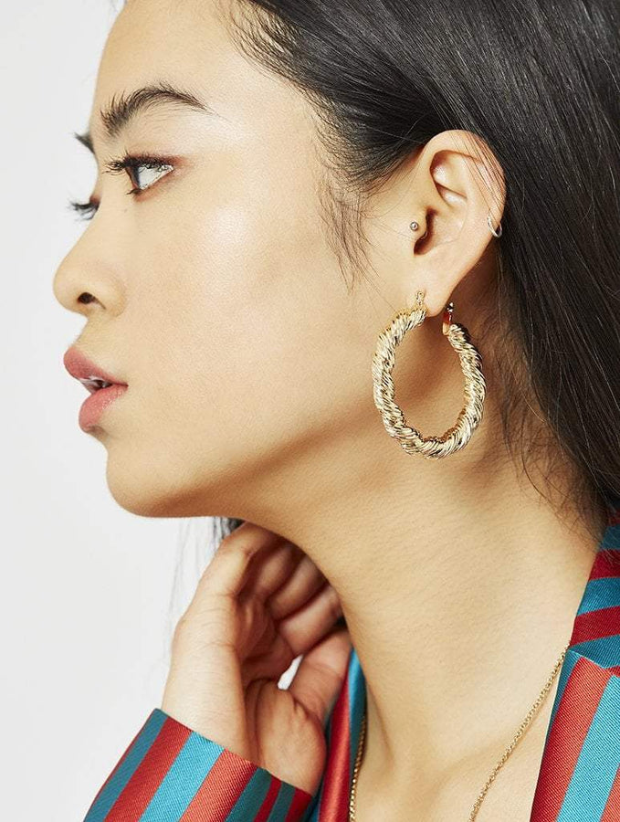 Skinnydip London | Twisted Hoop Earrings - Model