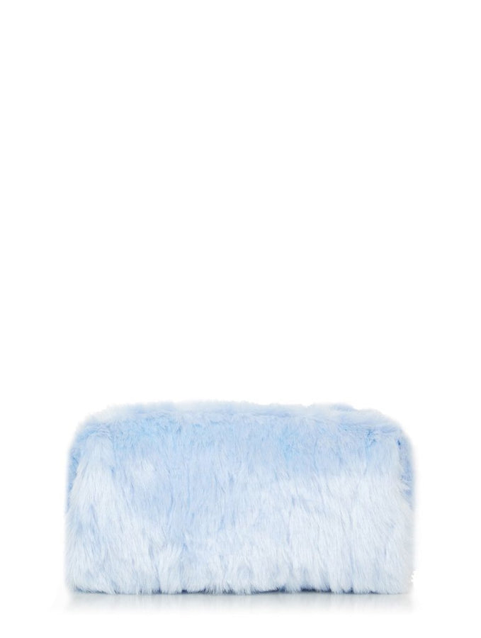 Sky Blue Fur Makeup Bag